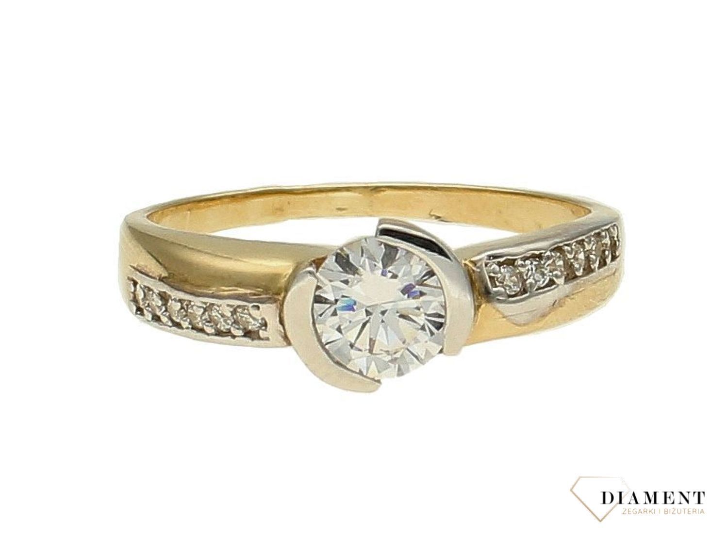 Złoty pierścionek damski 585 z cyrkonią zaręczynowy PI 1295 585. Złoty pierścionek damski. Złoty pierścionek zaręczynowy. Pierścionek damski złoty. Pierścionek damski zaręczynowy idealny na prezent1.jpg